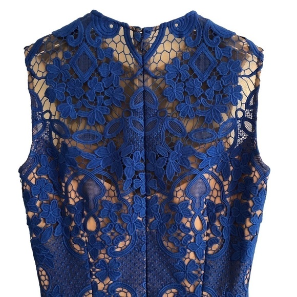 Dress The Population NWT Sleeveless Blue Lace Fit & Flare Midi Dress XS - Picture 4 of 10